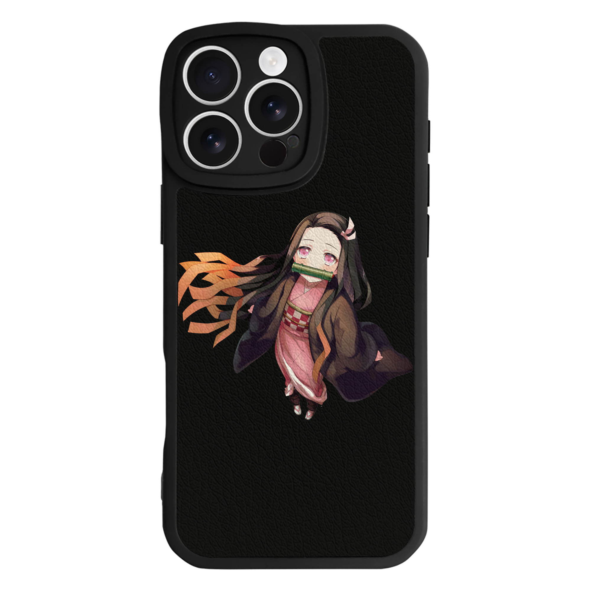 （画像用） 鬼滅の刃（きめつのやいば）竈門 禰󠄀豆子／かまど ねずこ Kamado Nezuko 【iPhone 16シリーズ対応】シリコンスマホケース（レザー調） 材質：シリコン